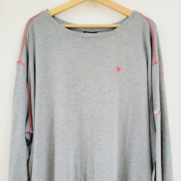 Ariat FR Shirt Mens Polartec Long Sleeve Baselayer  Heather Gray CAT 1 Size 4XL - Picture 3 of 16